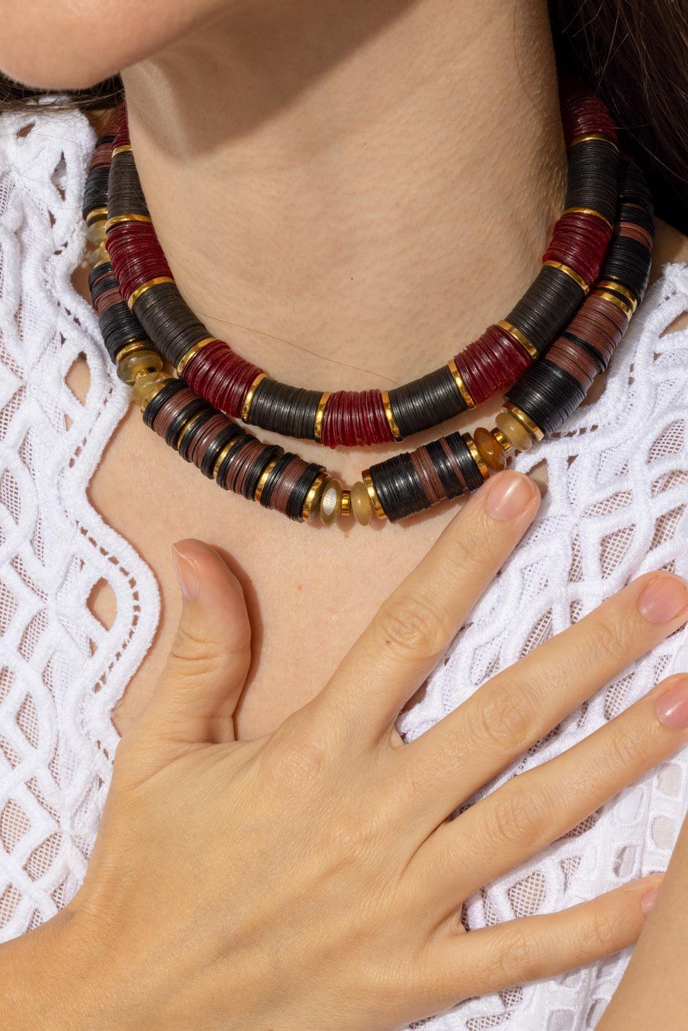 Red Black Multi Hematite Necklace-RED/BLCK-JEWELRYBOUTIQUENECKLACE O-HIJAS DE PUKA