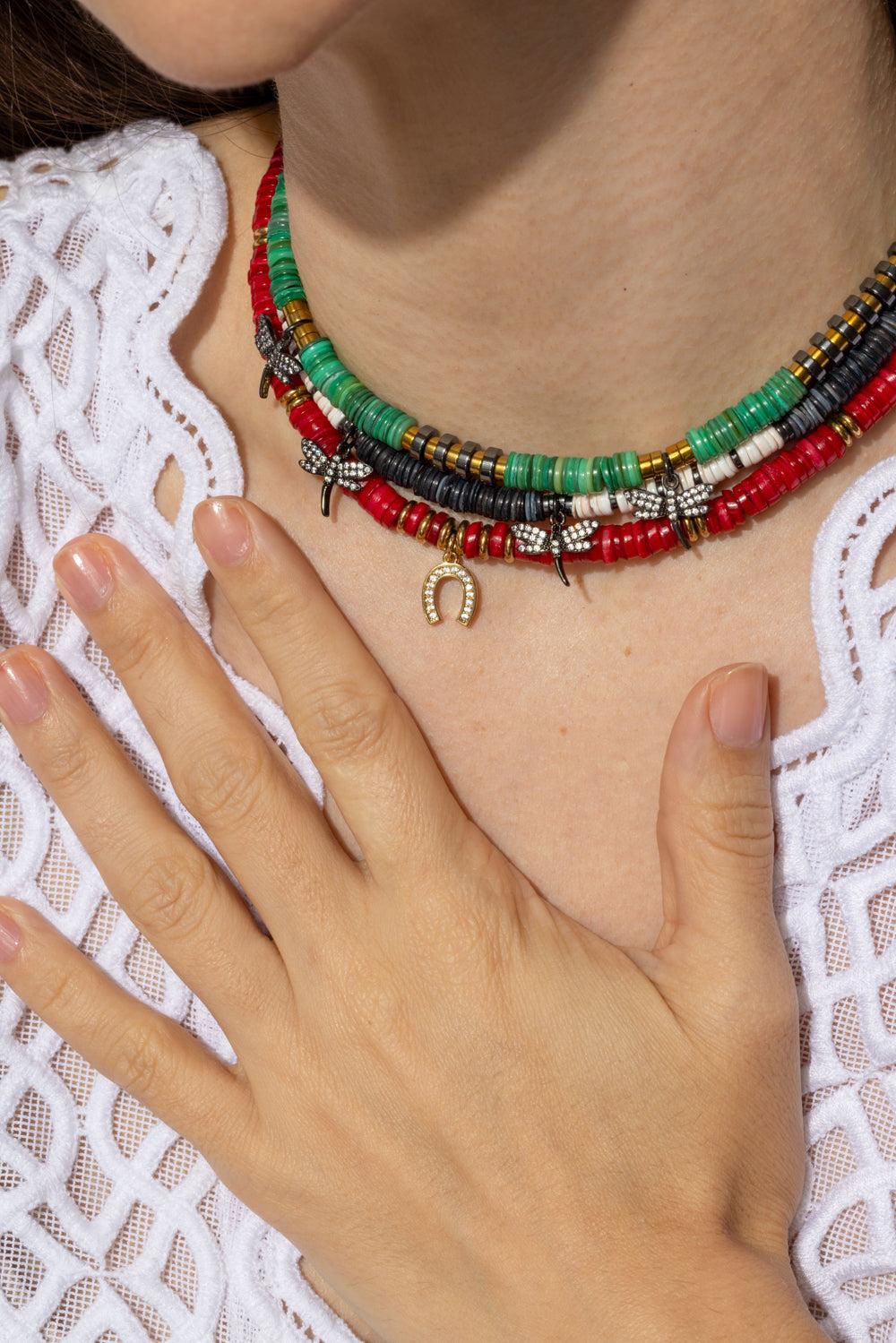 Blush Grey Bead Firefly Charm Necklace-PNK/GRY-JEWELRYBOUTIQUENECKLACE O-HIJAS DE PUKA