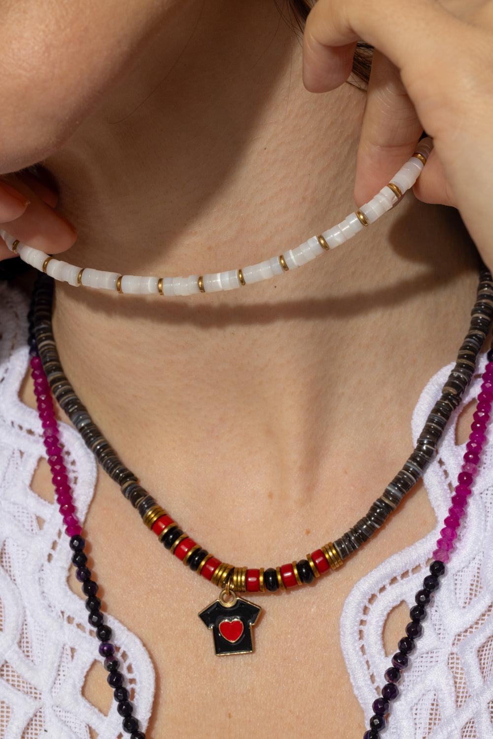 Pearl Puka Shell Rondelle Necklace-WHITE-JEWELRYBOUTIQUENECKLACE O-HIJAS DE PUKA