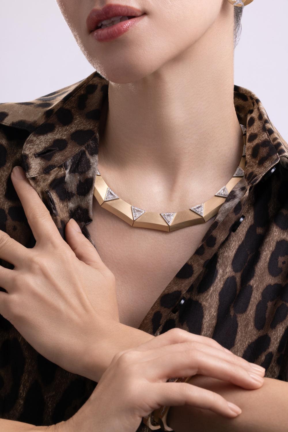 Diamond Triangle Enigma Necklace-YELLOW GOLD-JEWELRYFINE JEWELNECKLACE O-ARUNASHI