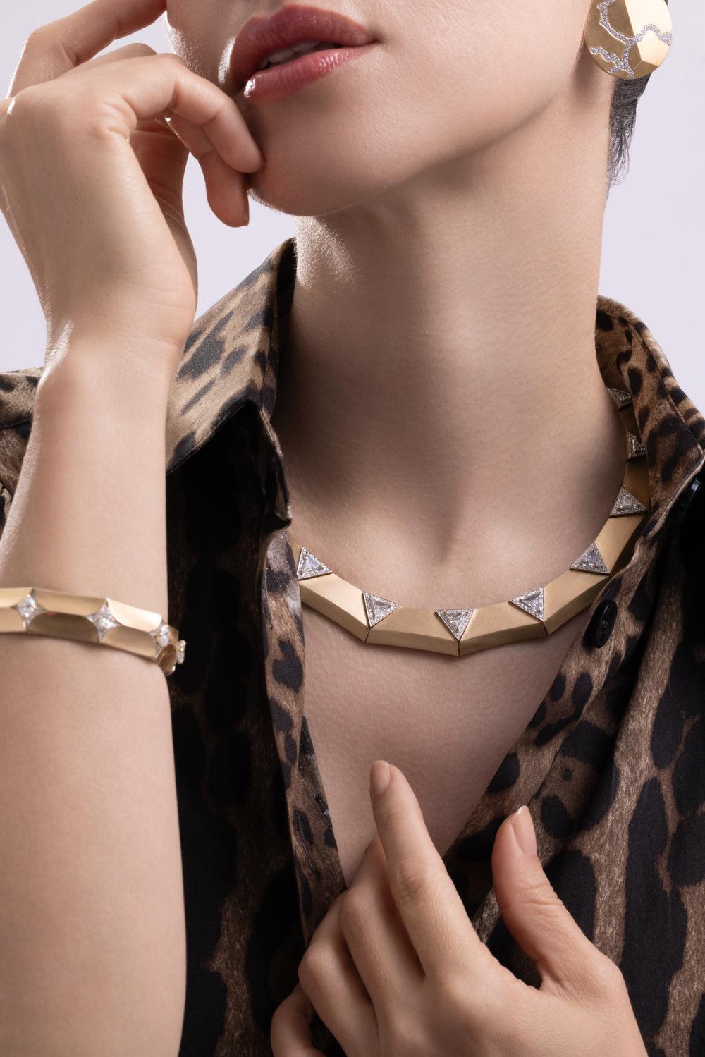 Diamond Triangle Enigma Necklace-YELLOW GOLD-JEWELRYFINE JEWELNECKLACE O-ARUNASHI