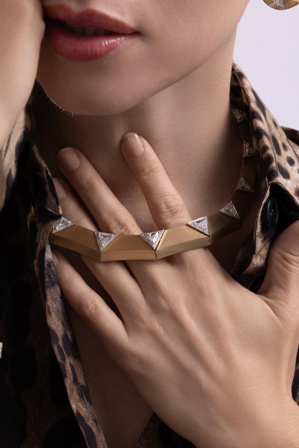 Diamond Triangle Enigma Necklace-YELLOW GOLD-JEWELRYFINE JEWELNECKLACE O-ARUNASHI