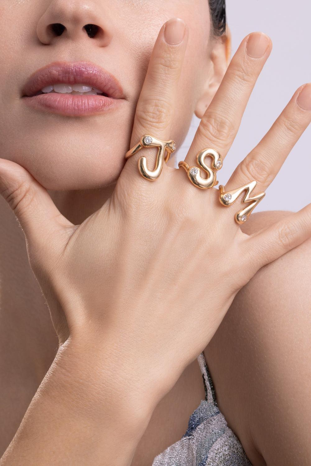 Diamond S Bubble Ring-YELLOW GOLD-7-JEWELRYFINE JEWELRING-BRENT NEALE