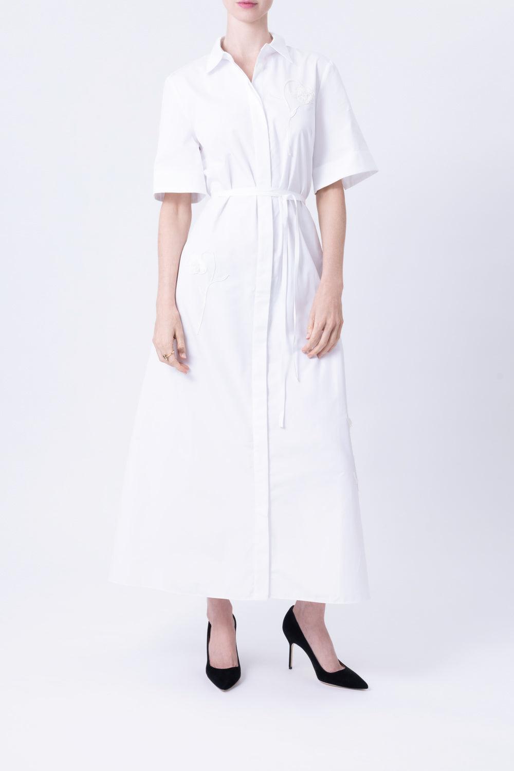 Embroidered Midi Shirt Dress-WHITE-4-CLOTHINGDRESSCASUAL-ERDEM