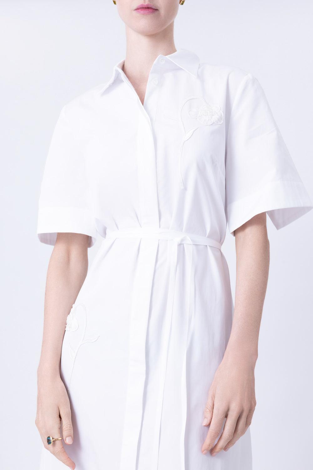 Embroidered Midi Shirt Dress-WHITE-4-CLOTHINGDRESSCASUAL-ERDEM