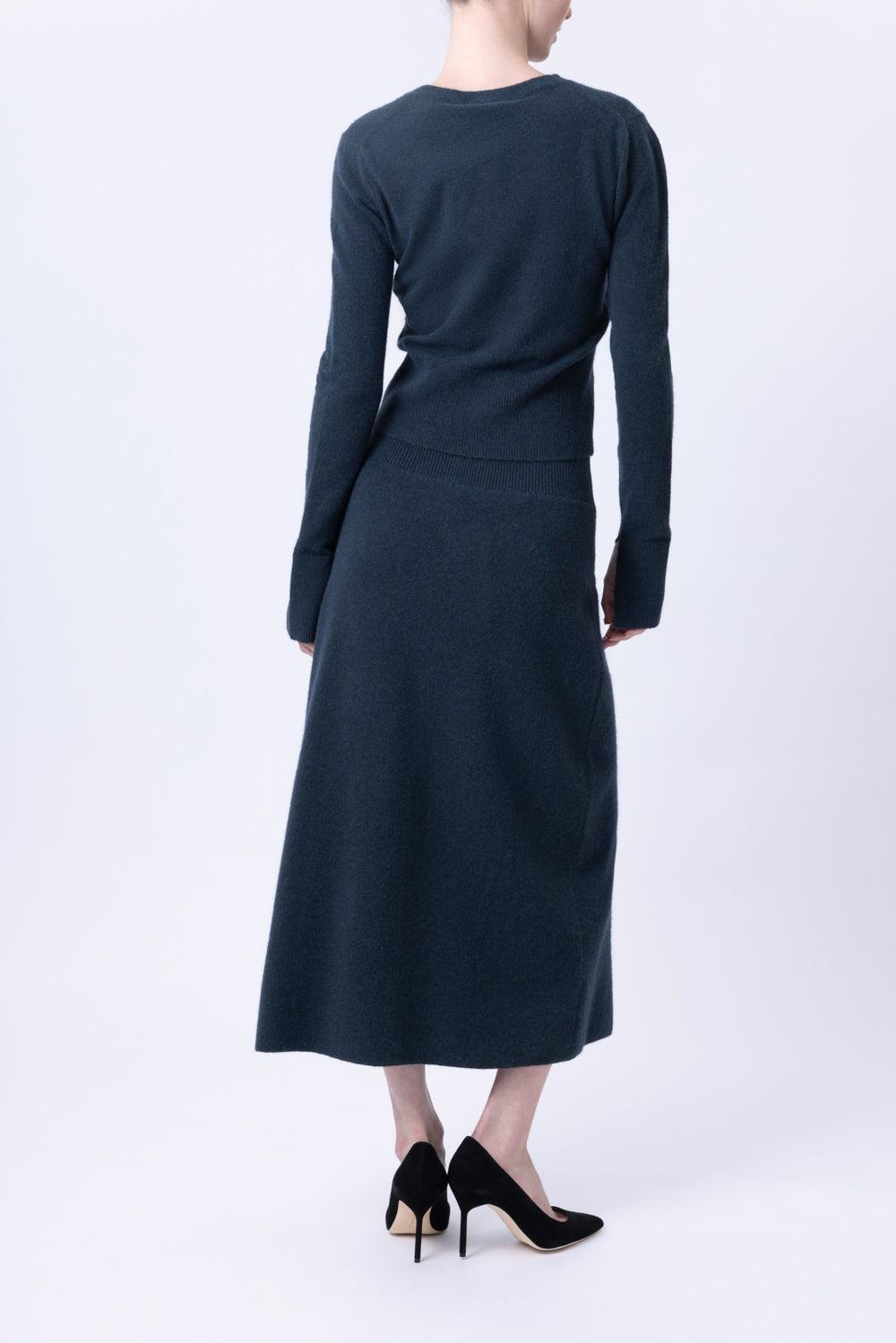 Embroidered Midi Pencil Skirt-GREEN-XS-CLOTHINGSKIRTKNEE LENGT-ERDEM