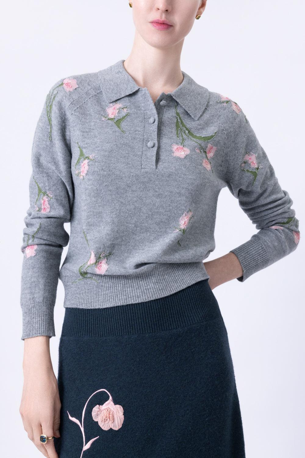 Floral Knit Jumper-GREY-XS-CLOTHINGTOPKNITS-ERDEM
