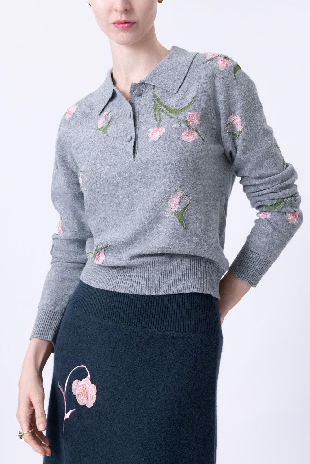 Floral Knit Jumper-GREY-XS-CLOTHINGTOPKNITS-ERDEM
