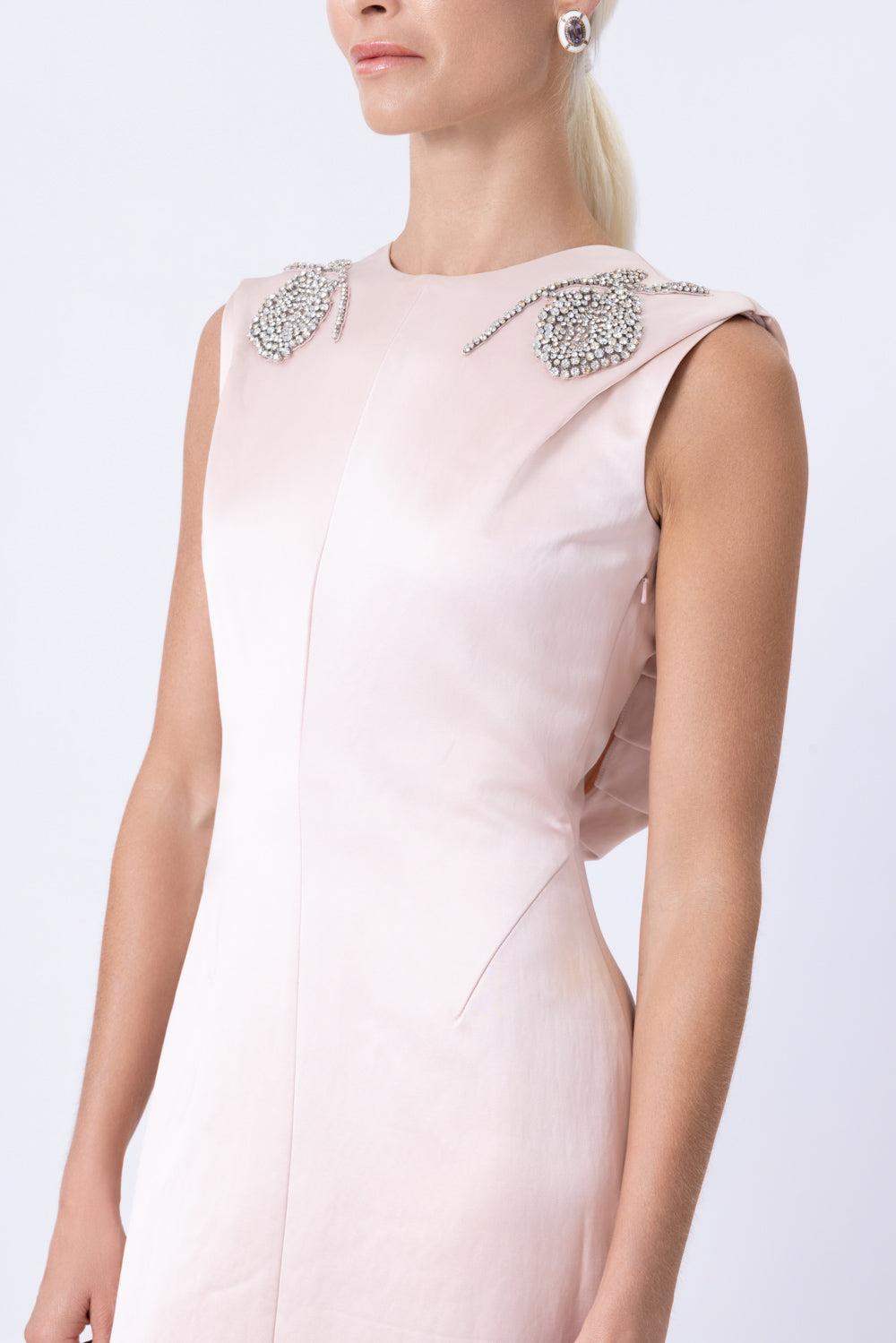 Embroidered Sleeveless Draped Gown-PINK-2-CLOTHINGDRESSCOCKTAIL-ERDEM