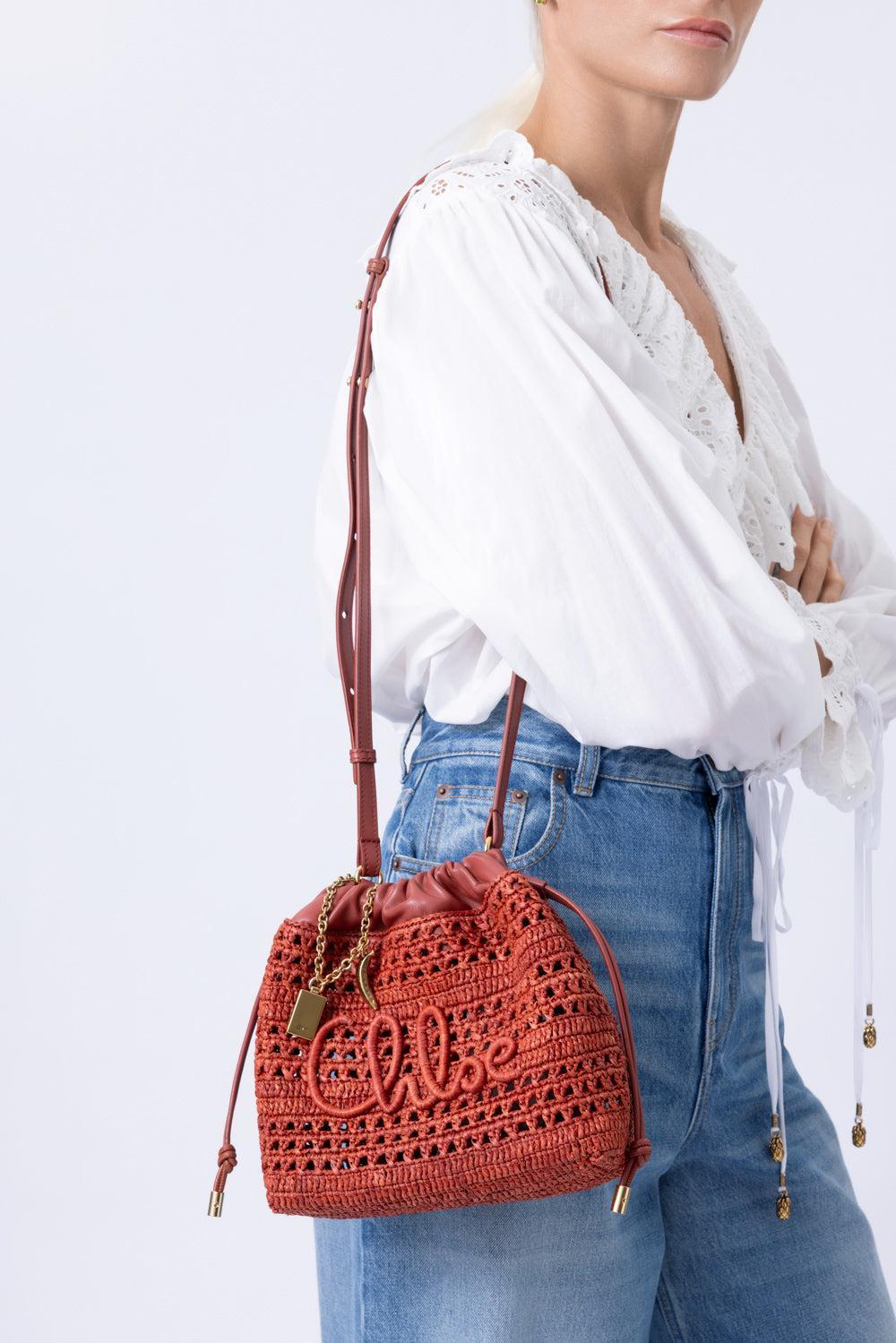 Summer Banana Rafia Bag - Ginger Red-RED-HANDBAGSHOULDER-CHLOÉ