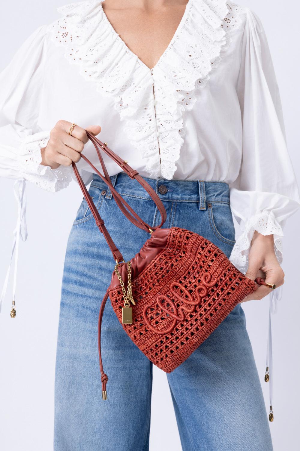 Summer Banana Rafia Bag - Ginger Red-RED-HANDBAGSHOULDER-CHLOÉ