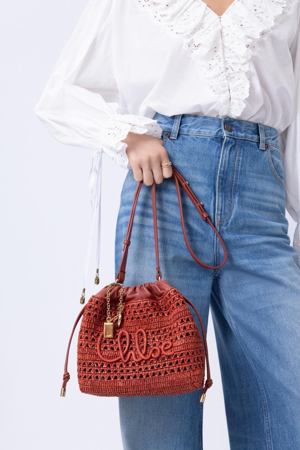Summer Banana Rafia Bag - Ginger Red-RED-HANDBAGSHOULDER-CHLOÉ