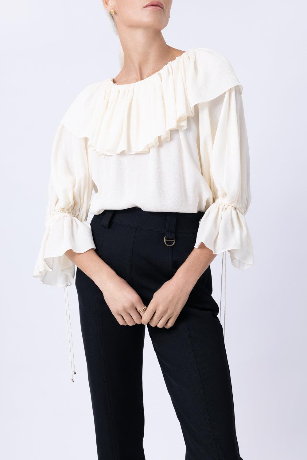 Fluid Ruffle Top-CREAM-34-CLOTHINGTOPBLOUSE-CHLOÉ