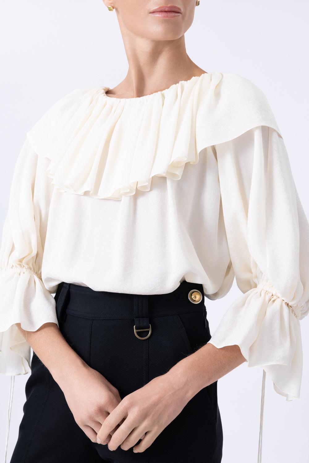 Fluid Ruffle Top-CREAM-34-CLOTHINGTOPBLOUSE-CHLOÉ