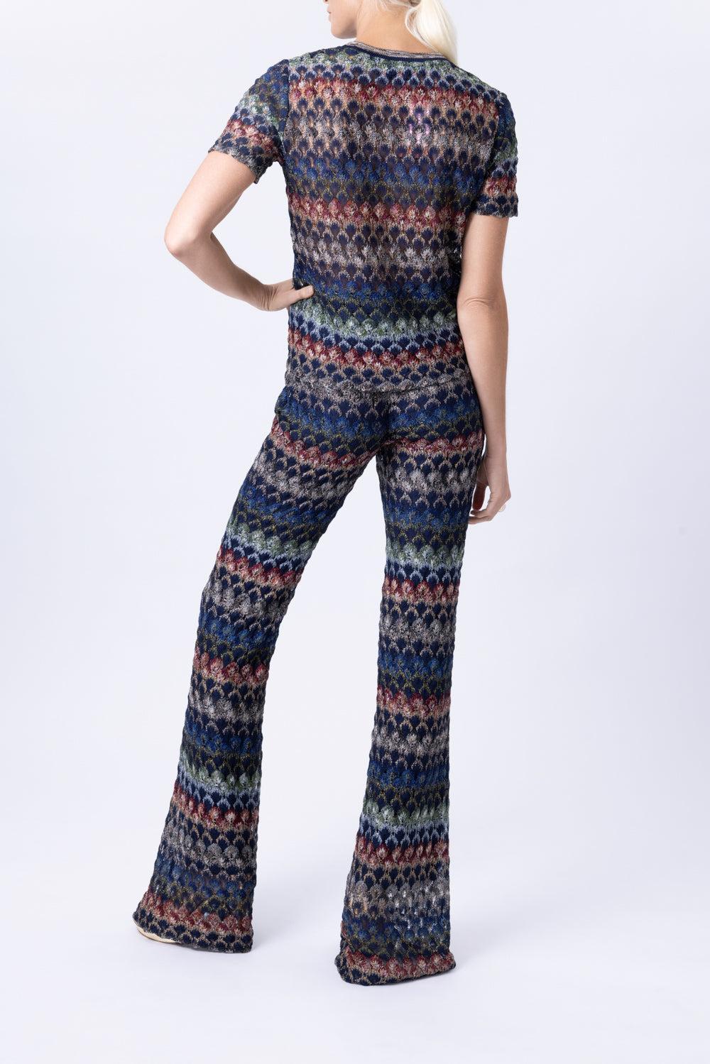 Short Sleeve Crew Neck Top - Multicolor Dark-GEOMETRC-40-CLOTHINGTOPKNITS-MISSONI