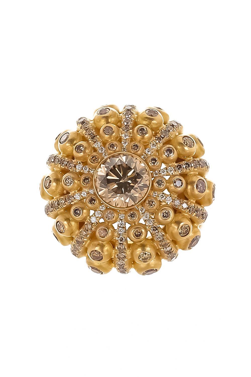 Brown Diamond Dome Ring-YELLOW GOLD-5-JEWELRYFINE JEWELRING-CICADA