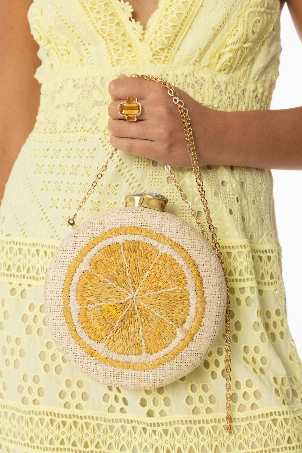 Lemon Slice Clutch-NAT/YLLW-HANDBAGCLUTCHES-PAMELA MUNSON