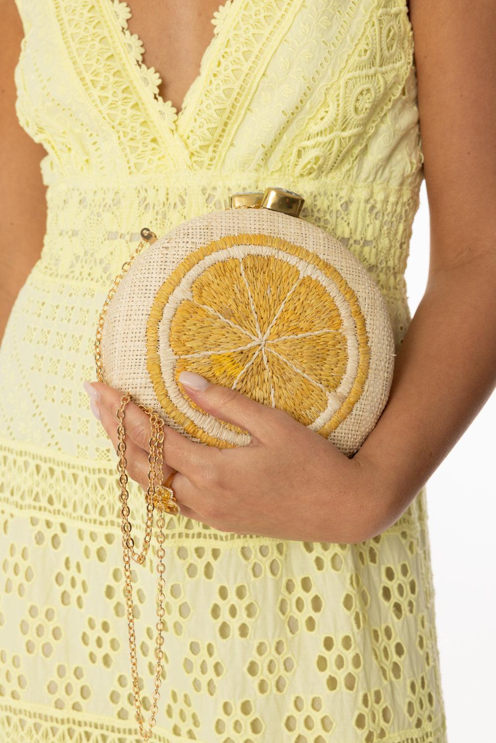 Lemon Slice Clutch-NAT/YLLW-HANDBAGCLUTCHES-PAMELA MUNSON