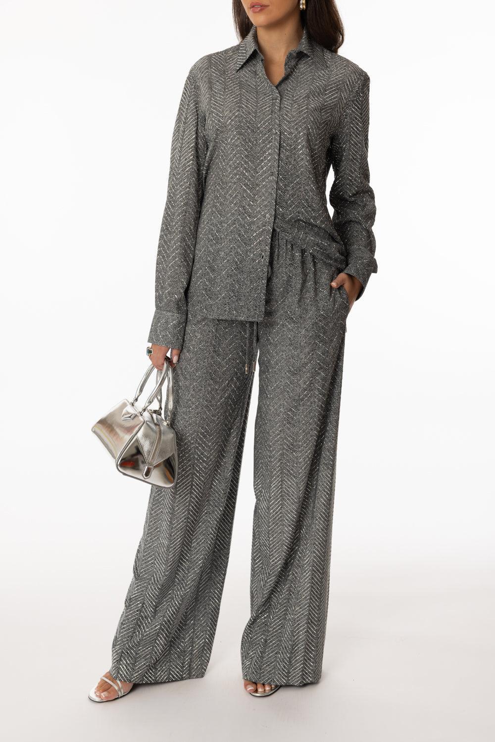 Pull On Pant-GREYPRNT-40-CLOTHINGPANTWIDE LEG-ERMANNO SCERVINO
