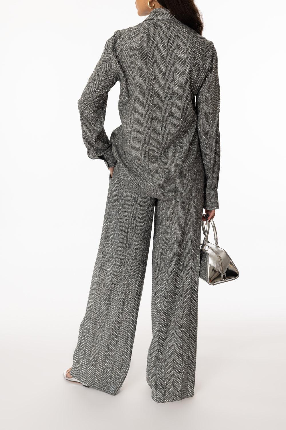 Pull On Pant-GREYPRNT-40-CLOTHINGPANTWIDE LEG-ERMANNO SCERVINO
