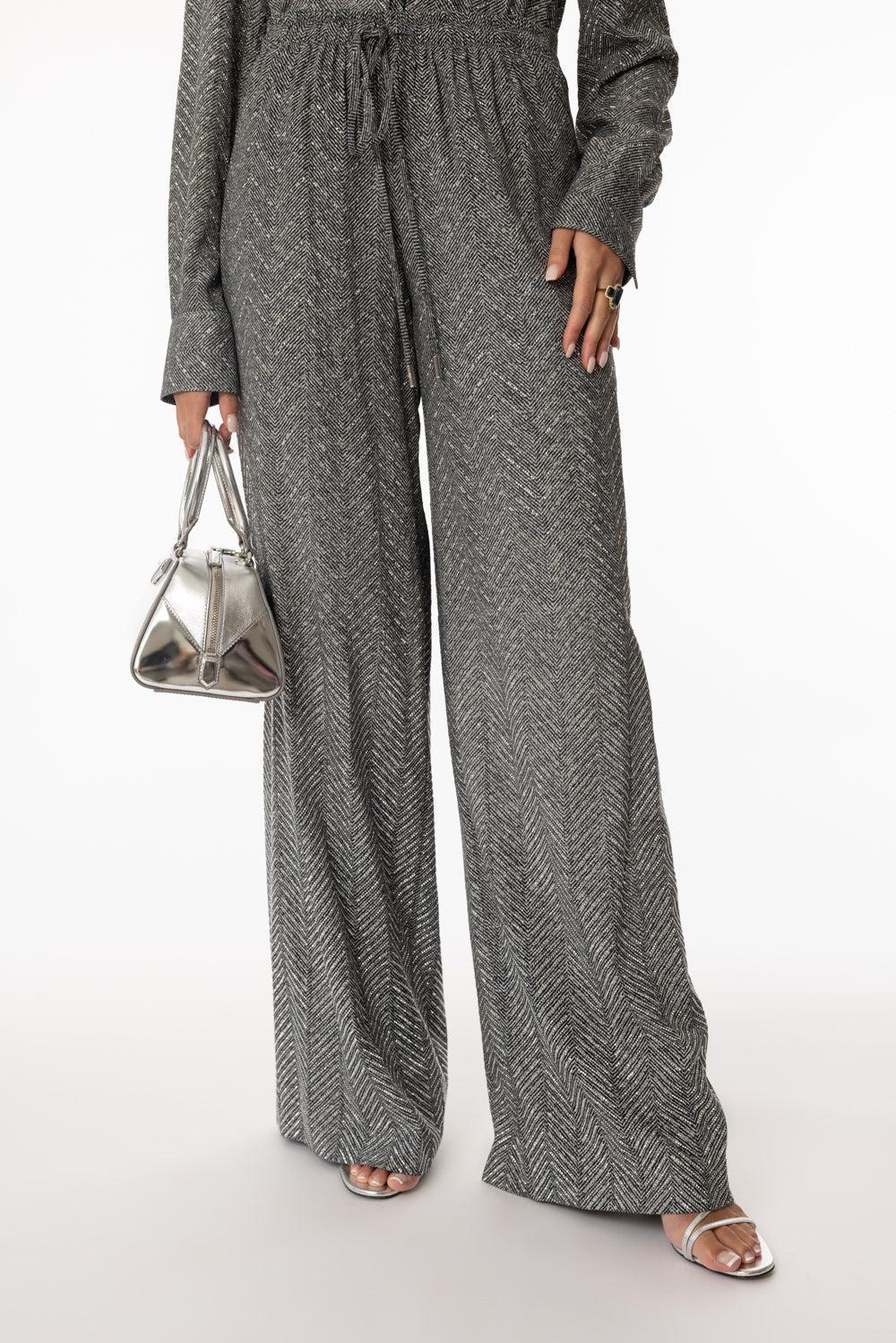 Pull On Pant-GREYPRNT-40-CLOTHINGPANTWIDE LEG-ERMANNO SCERVINO