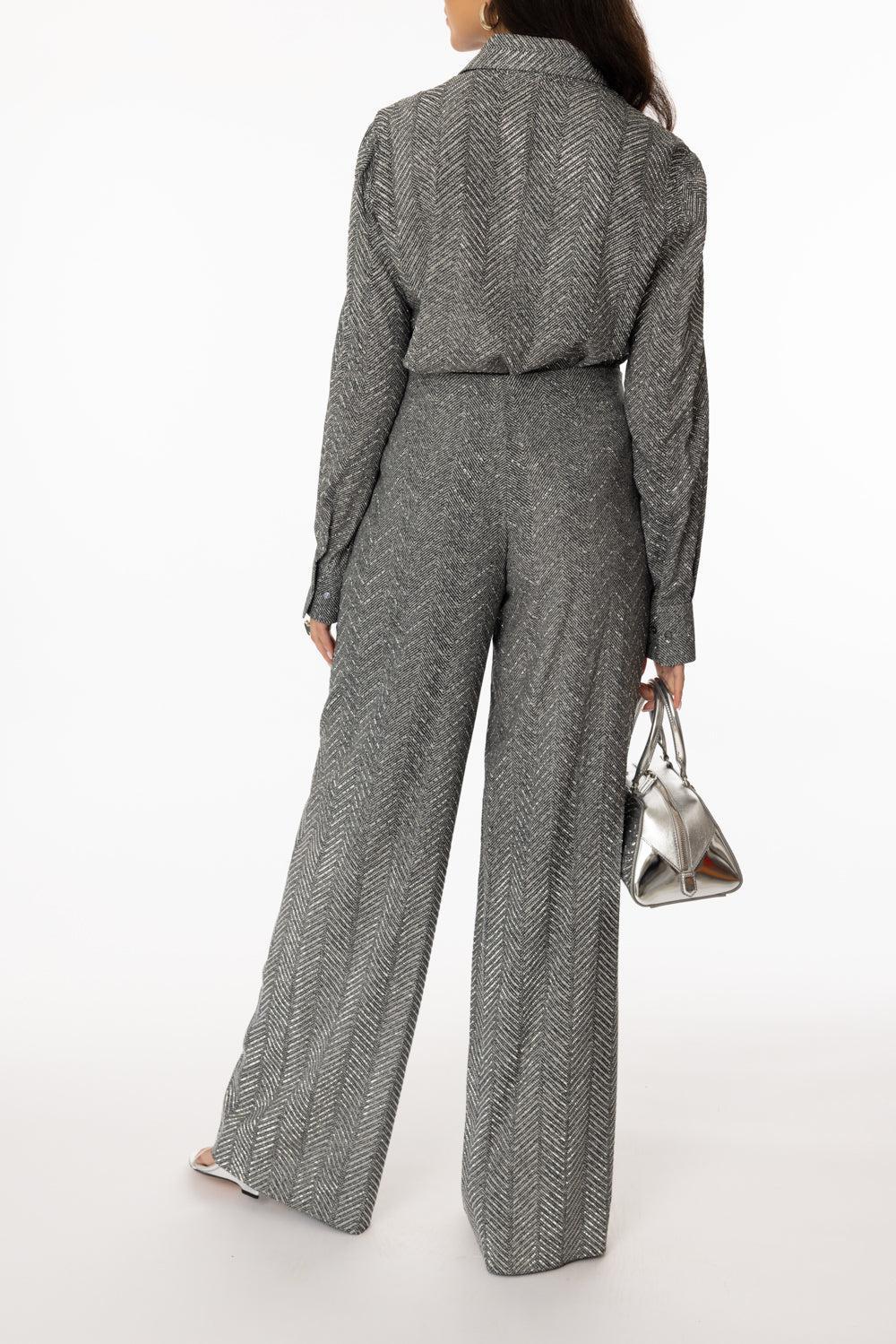 Pull On Pant-GREYPRNT-40-CLOTHINGPANTWIDE LEG-ERMANNO SCERVINO
