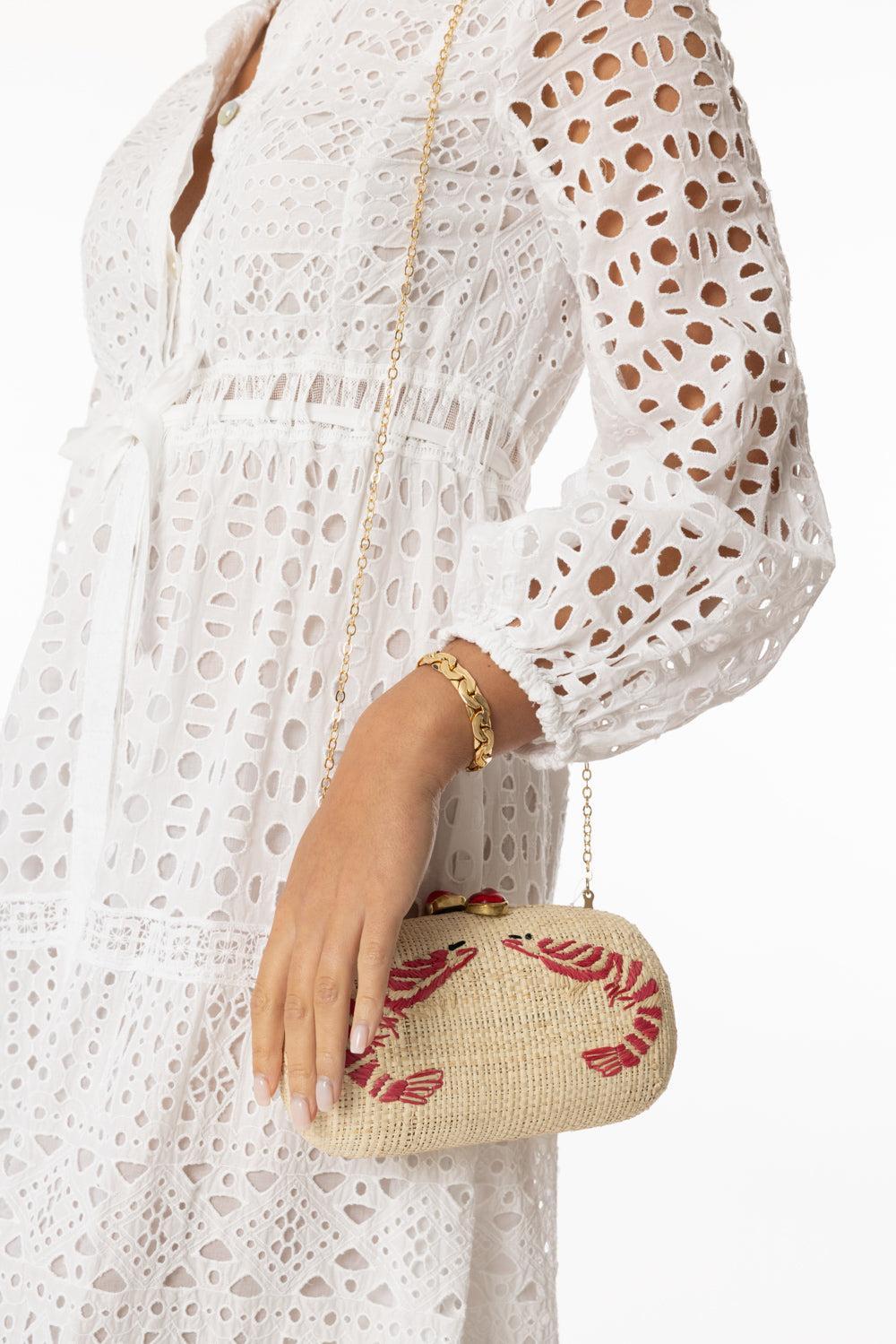 Shrimp Cocktail Clutch-NAT/RED-HANDBAGCLUTCHES-PAMELA MUNSON