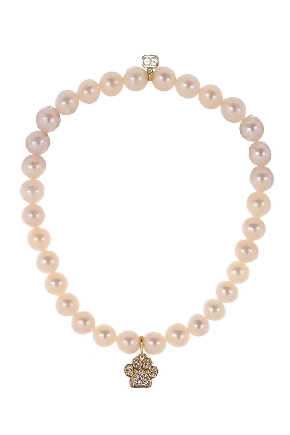 Freshwater Pearl Small Paw Charm Bracelet-YELLOW GOLD-JEWELRYFINE JEWELBRACELET O-SYDNEY EVAN