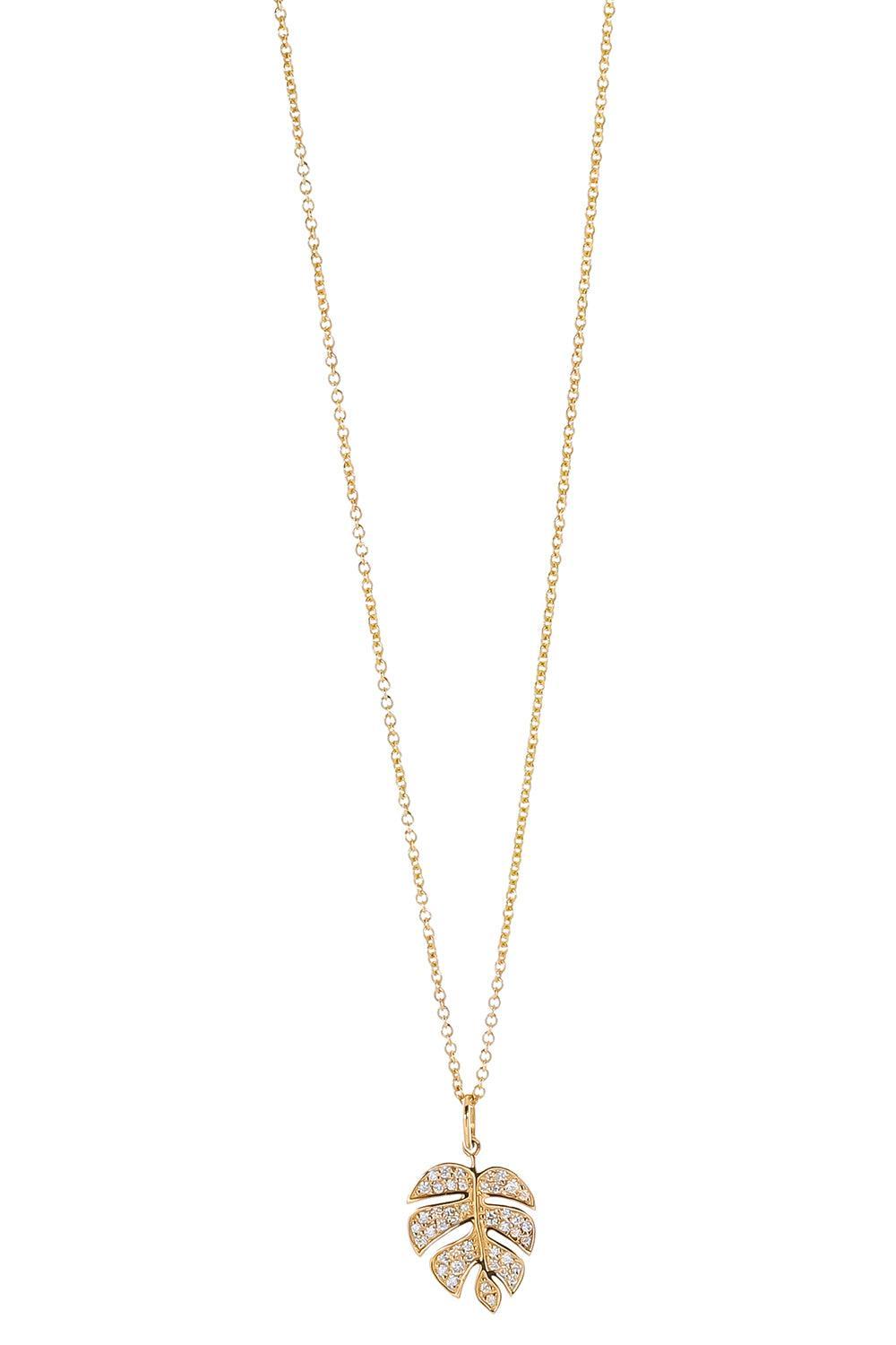 Diamond Monstera Leaf Necklace-YELLOW GOLD-JEWELRYFINE JEWELNECKLACE O-SYDNEY EVAN