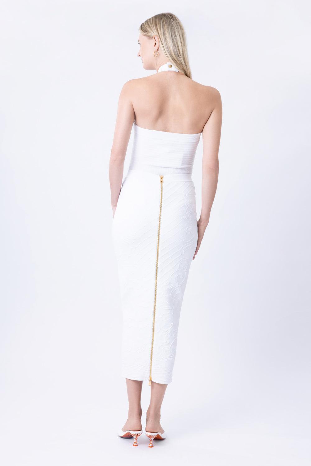 Sleeveless Glitter Knit Bodysuit-WHITE-36-CLOTHINGPANTJUMPSUIT-BALMAIN
