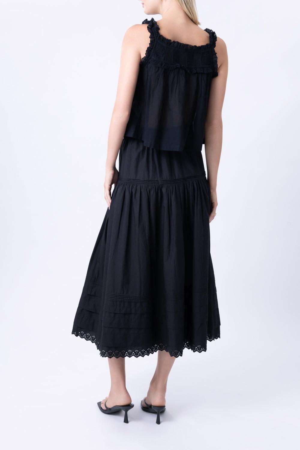 Sebastiane Midi Skirt - Black-BLACK-XS-CLOTHINGSKIRTMIDI-DOEN
