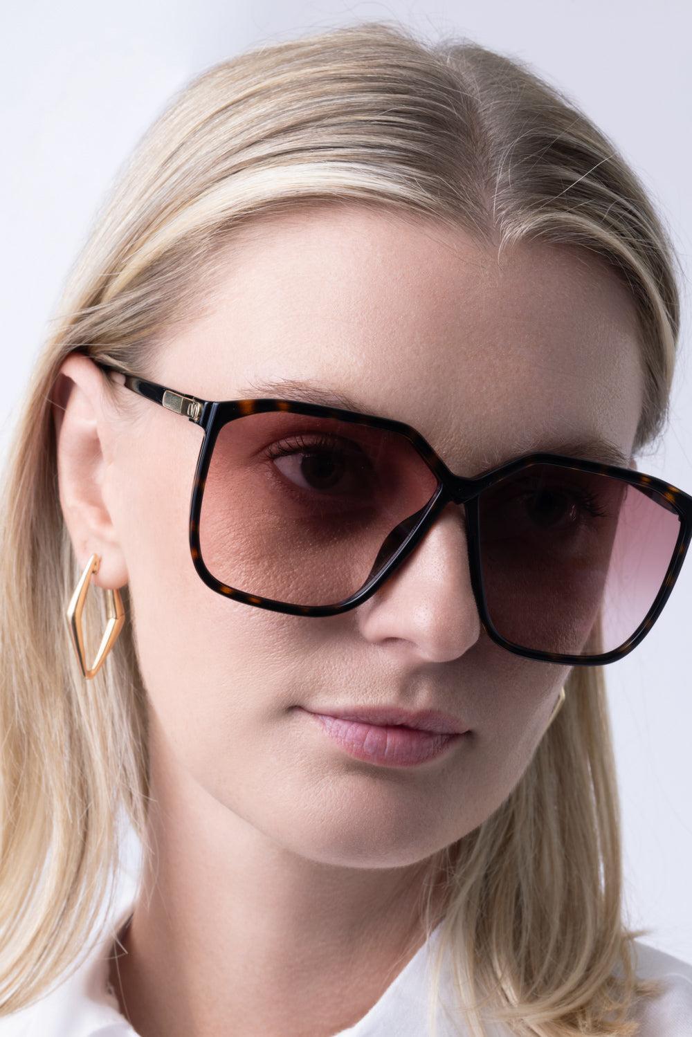 Vilouette Geometric Sunglasses-BROWN-ACCESSORIESUNGLASSES-VALENTINO ACCESSORIES