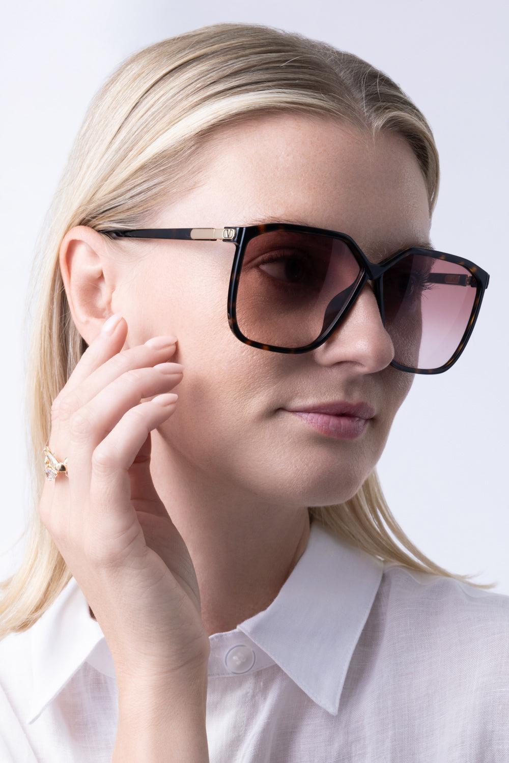 Vilouette Geometric Sunglasses-BROWN-ACCESSORIESUNGLASSES-VALENTINO ACCESSORIES
