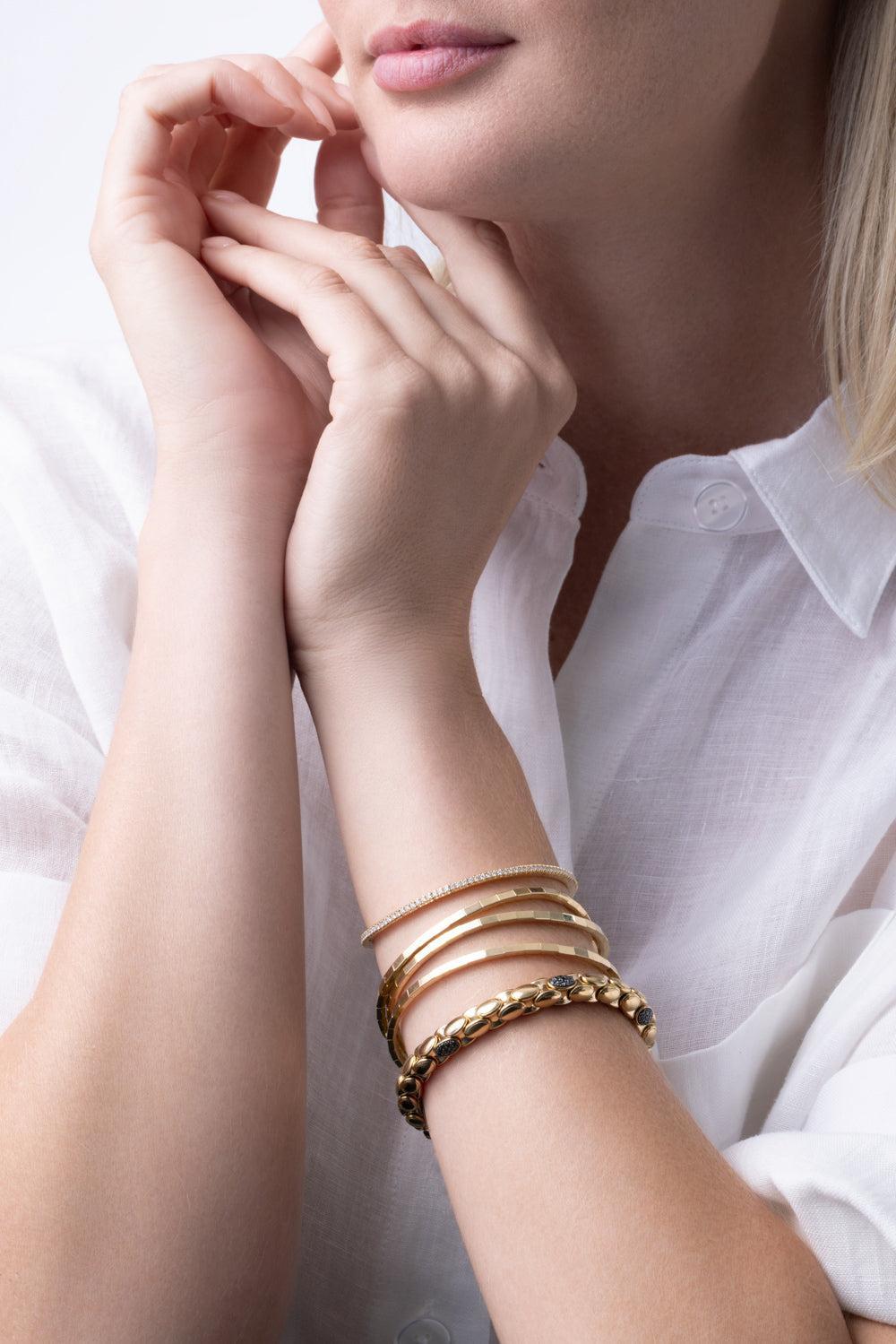 Diamond Extensible Stretch Bracelet-YELLOW GOLD-6-JEWELRYFINE JEWELBRACELET O-ROBERTO DEMEGLIO