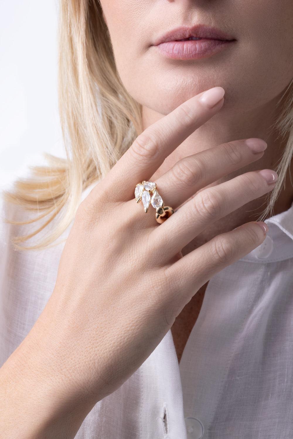Diamond Cluster Mantle Ring-YELLOW GOLD-7-JEWELRYFINE JEWELRING-UNIFORM OBJECT