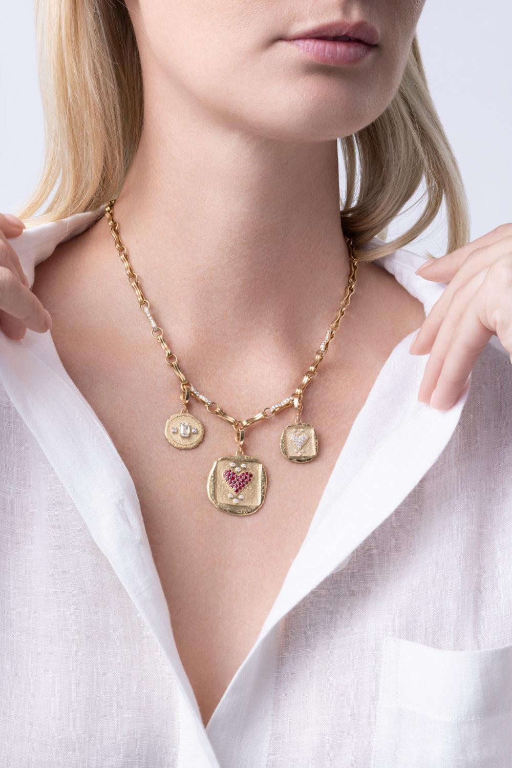 Diamond Small Trio Coin Pendant-YELLOW GOLD-JEWELRYFINE JEWELPENDANT-AZLEE