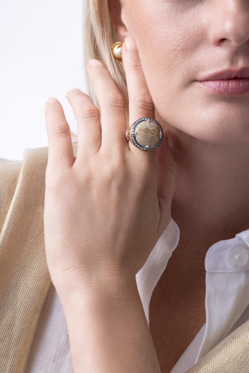 Diamond Coral Ring-YELLOW GOLD-5.75-JEWELRYFINE JEWELRING-PARULINA