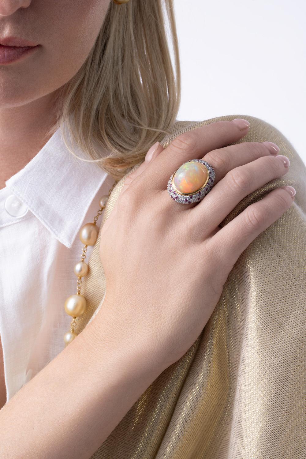 Opal Diamond Pink Sapphire Ring-WHITE GOLD-6.25-JEWELRYFINE JEWELRING-PARULINA