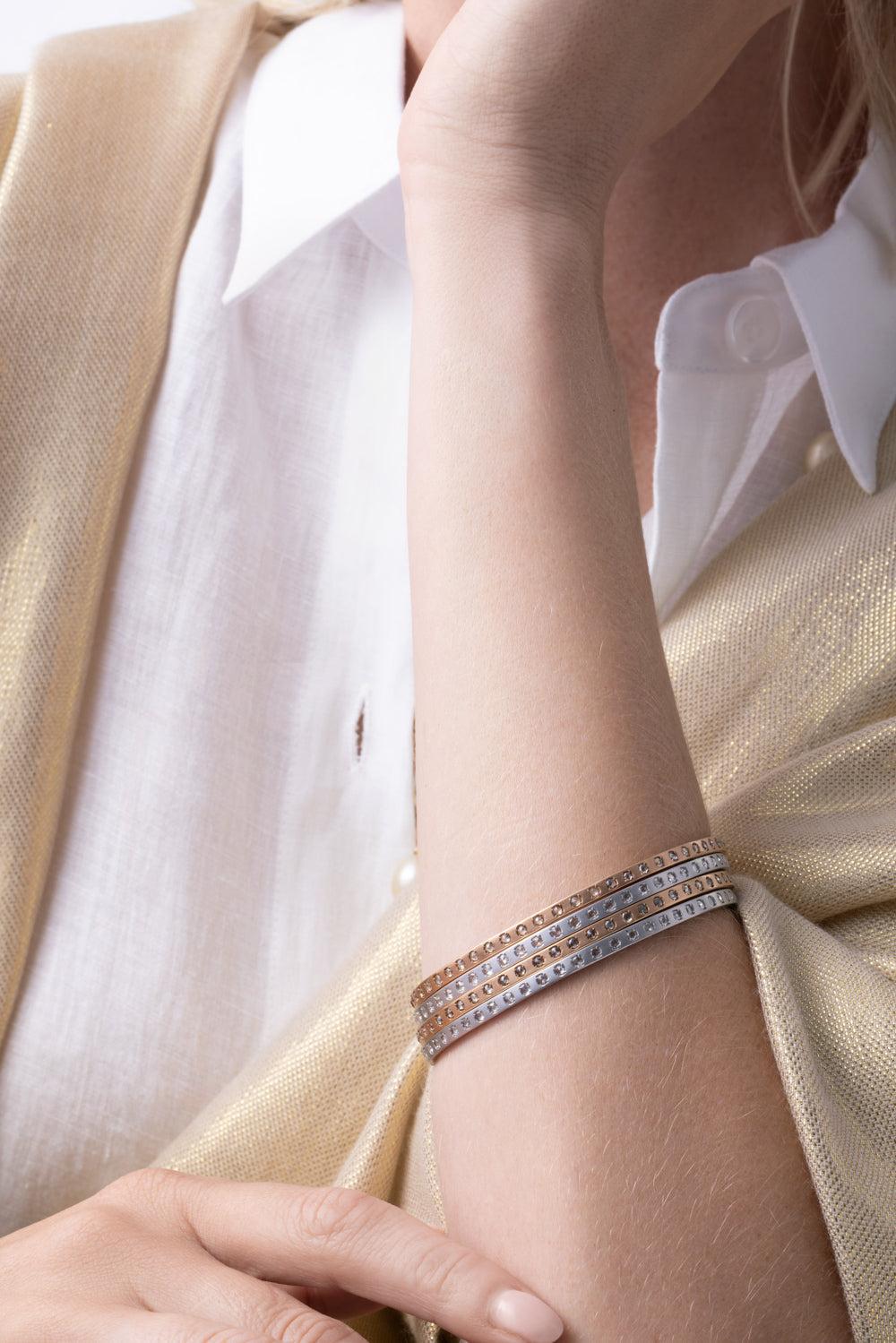 Diamond Rose Ecclesia Bangle Bracelet - Rose Gold-ROSE GOLD-2MM-JEWELRYFINE JEWELBRACELET O-PARULINA