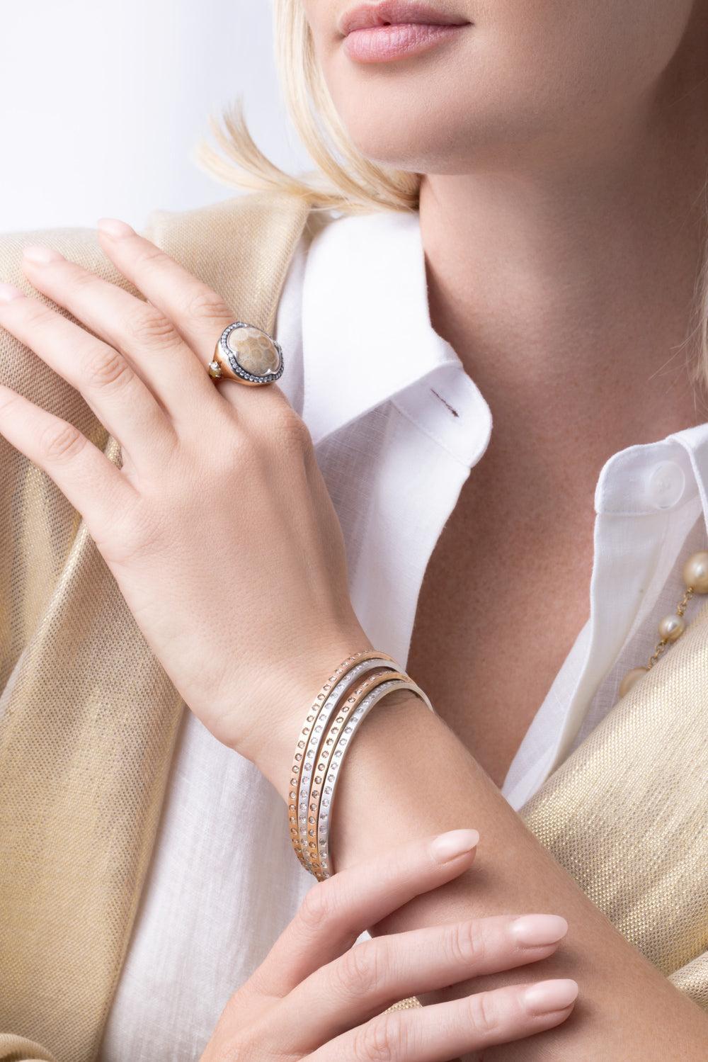 Diamond Rose Ecclesia Bangle Bracelet - White Gold-WHITE GOLD-2MM-JEWELRYFINE JEWELBRACELET O-PARULINA