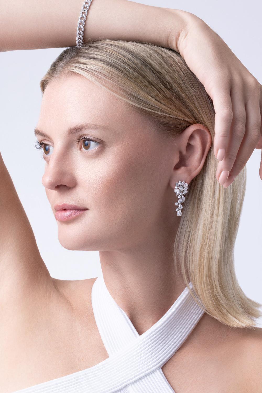 Diamond Dangling Earrings-WHITE GOLD-JEWELRYFINE JEWELEARRING-ZYDO