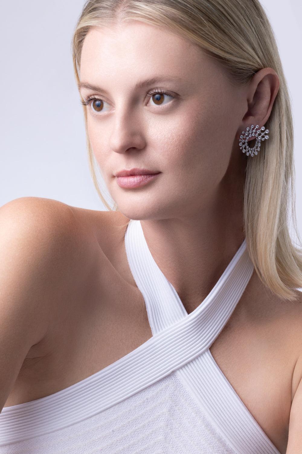 Round Diamond Wrap Earrings-WHITE GOLD-JEWELRYFINE JEWELEARRING-ZYDO