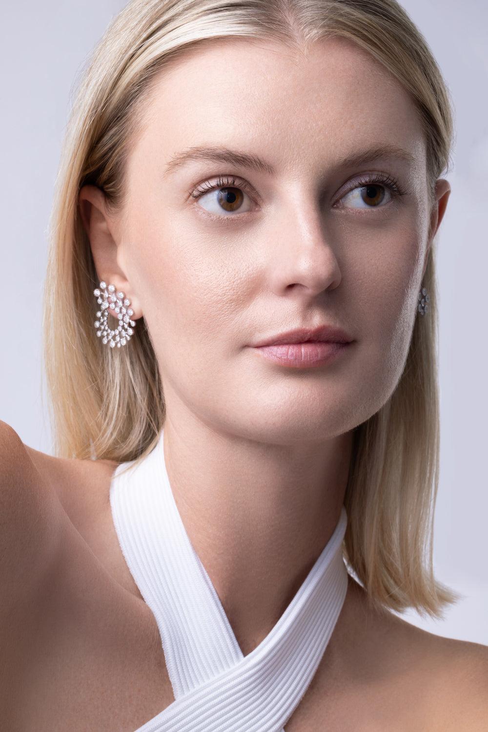 Round Diamond Wrap Earrings-WHITE GOLD-JEWELRYFINE JEWELEARRING-ZYDO
