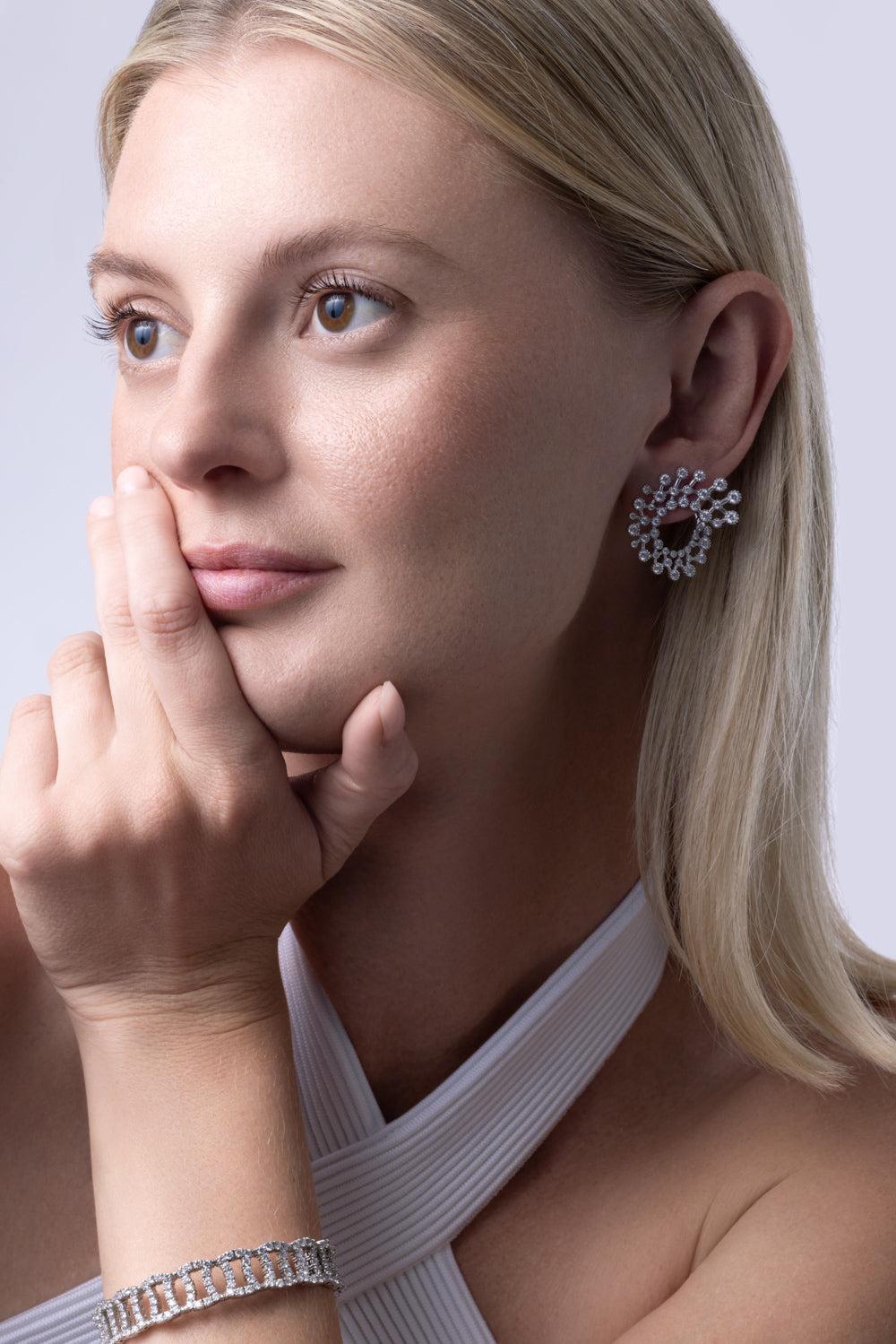 Round Diamond Wrap Earrings-WHITE GOLD-JEWELRYFINE JEWELEARRING-ZYDO