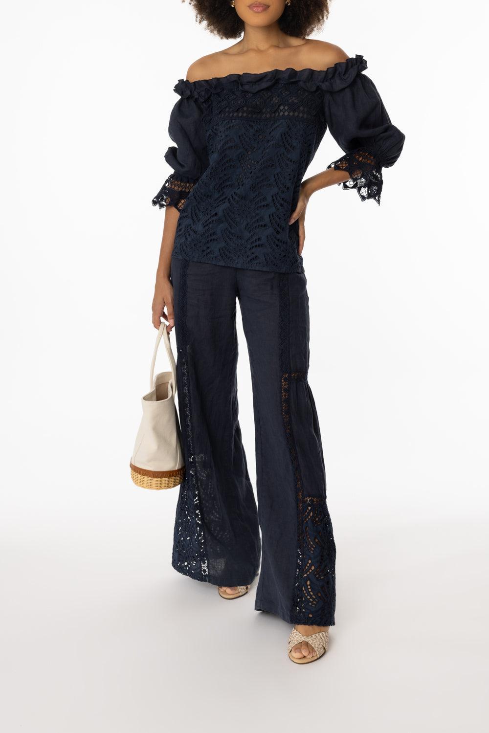 Cecina Blouse-NAVY-XS-CLOTHINGTOPBLOUSE-TEMPTATION POSITANO
