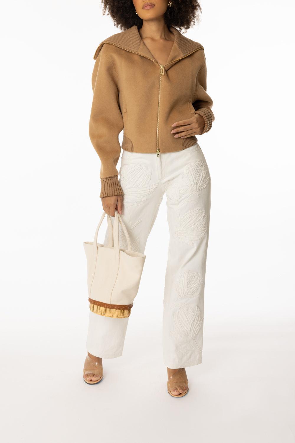 Double Faced Bomber Jacket-CAMEL-2-CLOTHINGJACKETCASUAL-VICTORIA BECKHAM