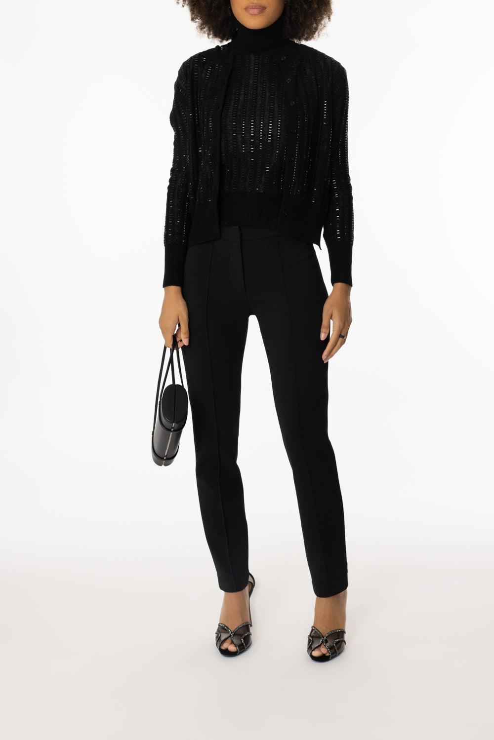 Three Quarter Sleeve Cardigan-BLACK-XS-CLOTHINGTOPCARDIGAN-ERMANNO SCERVINO