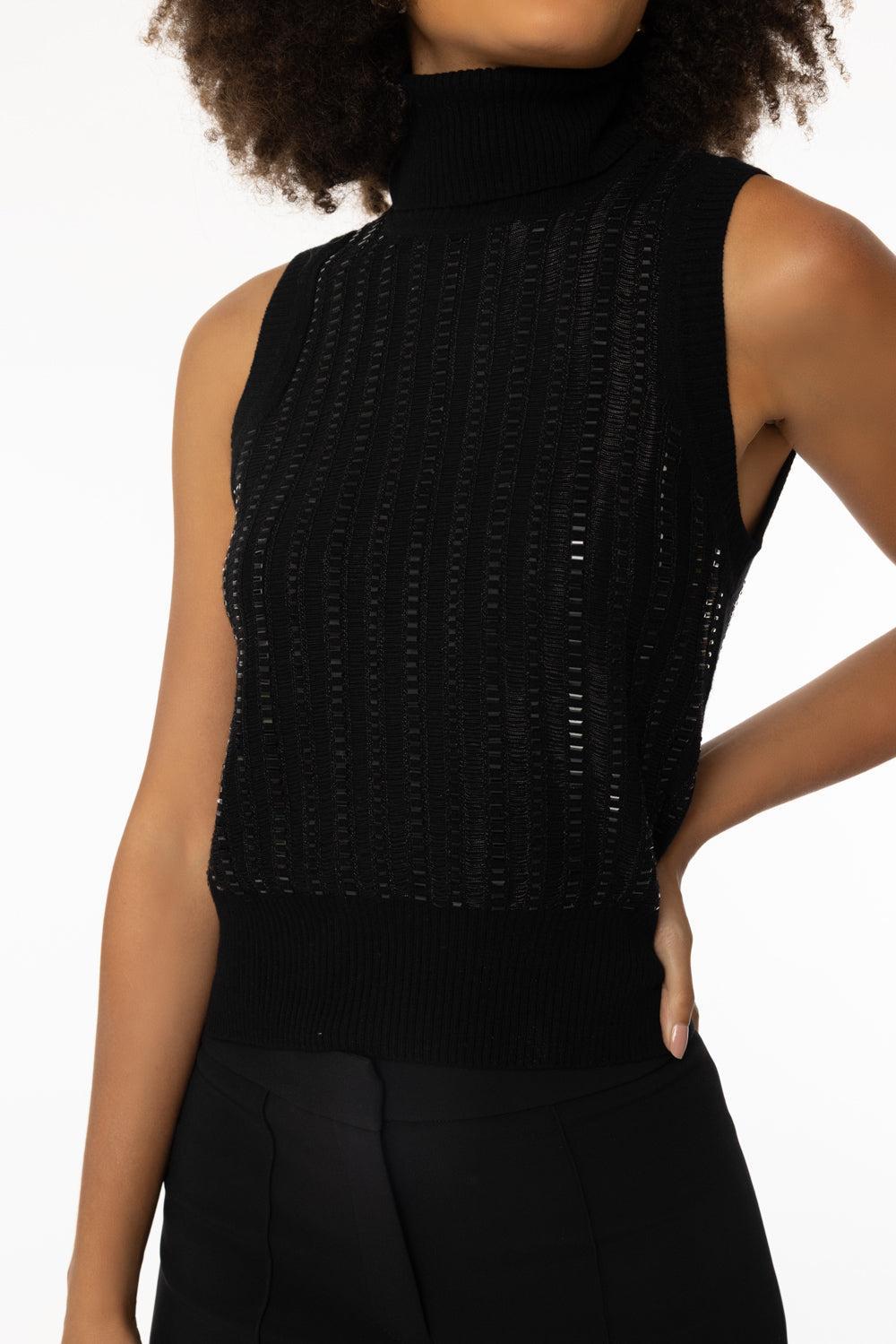 Sleeveless TurtleneckTop-BLACK-XS-CLOTHINGTOPKNITS-ERMANNO SCERVINO