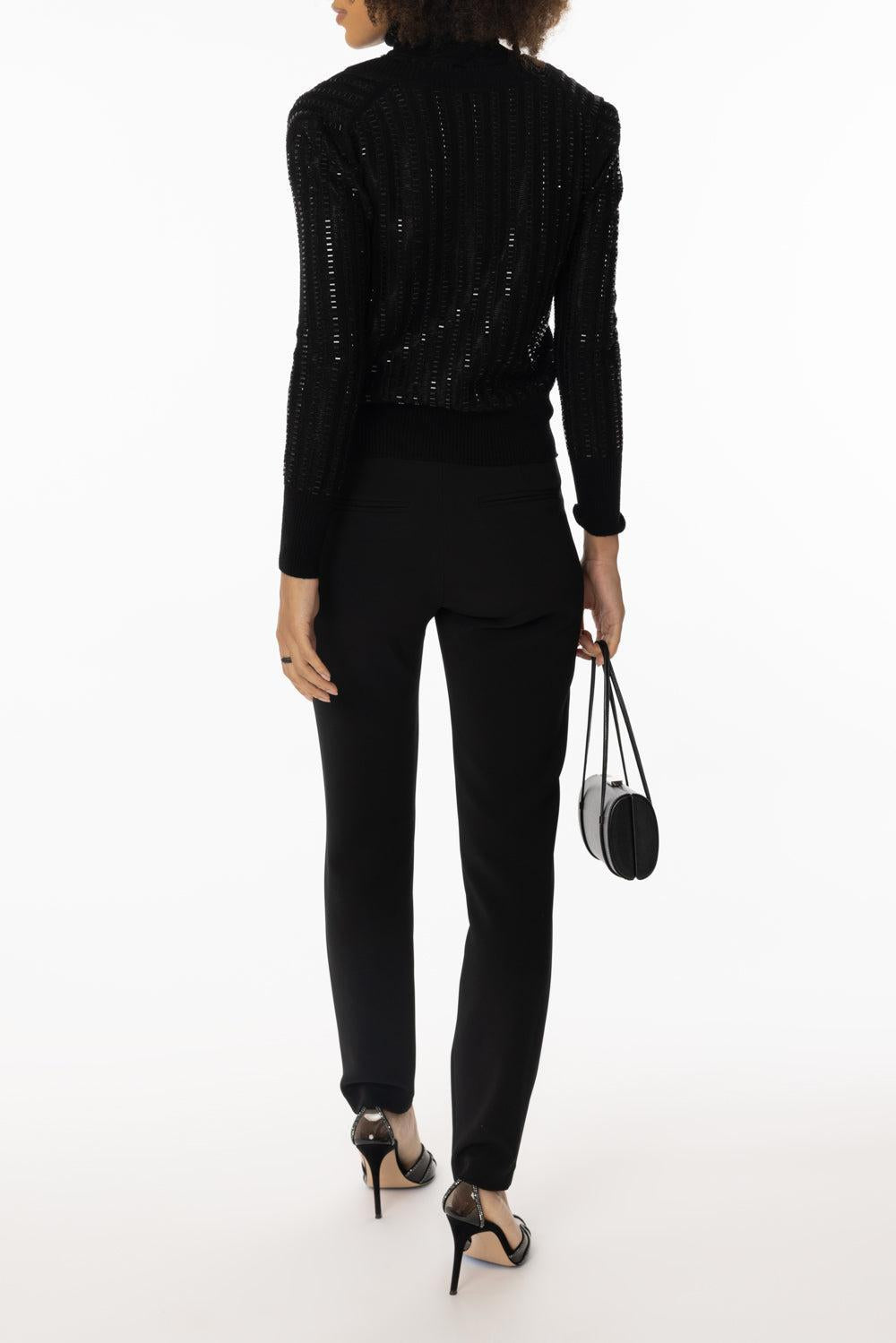 Three Quarter Sleeve Cardigan-BLACK-XS-CLOTHINGTOPCARDIGAN-ERMANNO SCERVINO