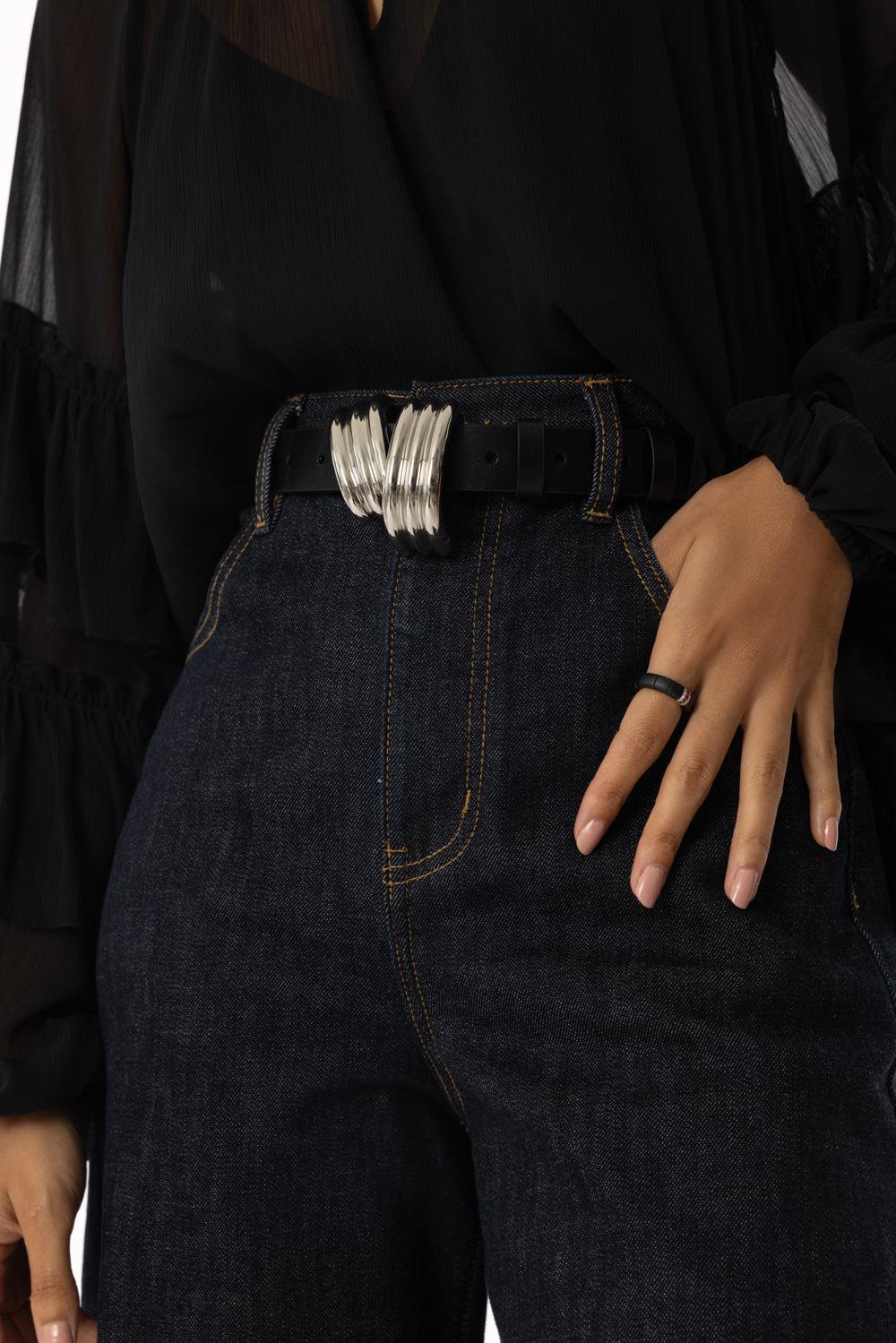 The Edythe Swirl Belt-BLACK/SILVER-XS-ACCESSORIEBELTS-BRANDON MAXWELL